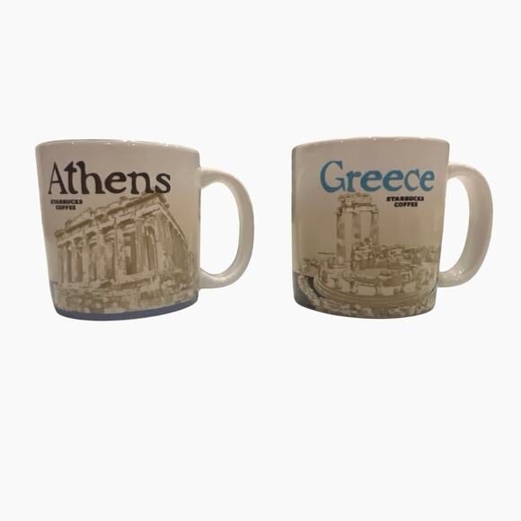 EUC- Starbucks Global icon demitasse Espresso Athens abd Greece Mugs set 3 oz - Picture 1 of 6